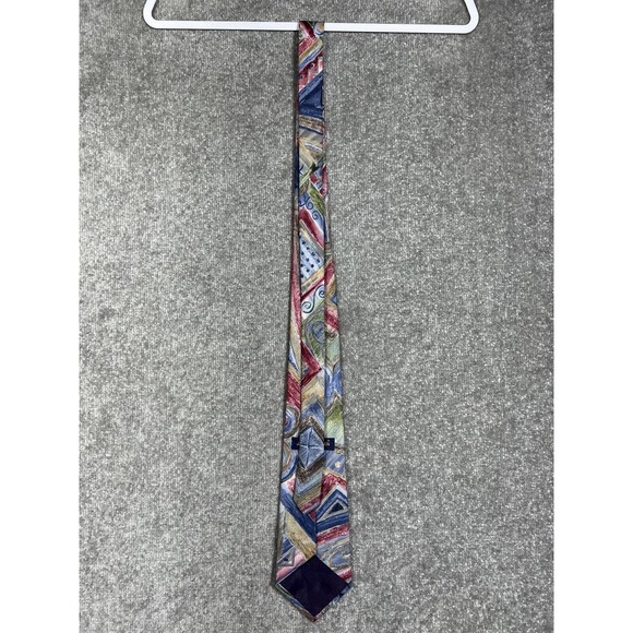 Johnny Carson Abstract Watercolor Geometric Polyester Mens Pointed Tie USA Made - Picture 2 of 10